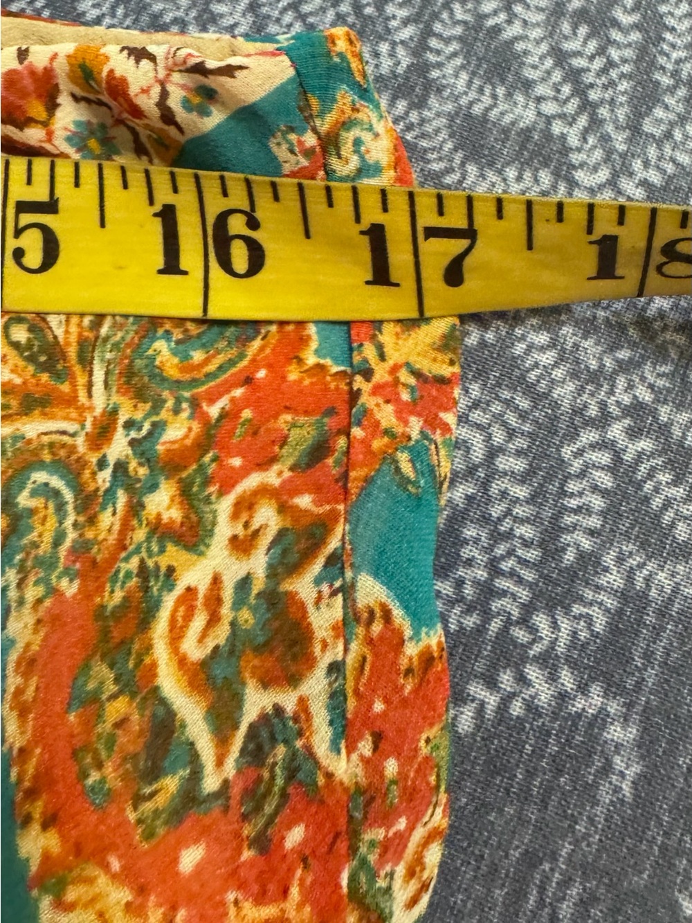 Chaps Teal and Mustard Paisley Print Godet style Skirt size Large - Picture 5 of 9